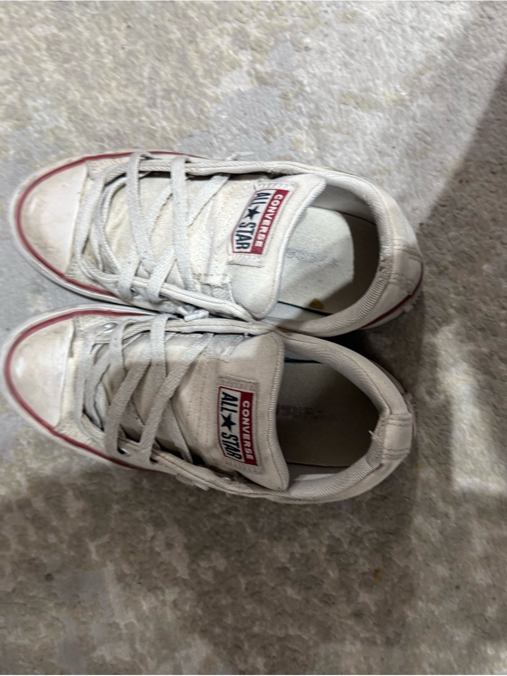 Converse Kids White Low Top Sneakers with Red Trim